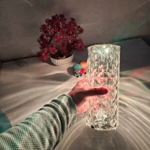 Crystal Rose Diamond Touch Lamp – USB Rechargeable 16-Color Changing LED Lamp with Remote & Touch Control