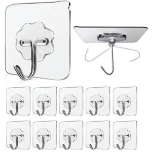 Self-Adhesive Transparent Waterproof Flower Wall Hooks (Pack of 12)